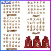 LIWU 24pcs/set แพคเกจบิสกิต คลิป ถุงของขวัญตกแต่ง เครื่องประดับ ป้ายหมายเลข นับถอยหลังแท็กแขวน ปฏิทินจุติคริสต์มาส จี้ไม้