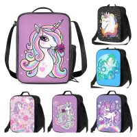 ▽☬✑ DIY Rainbow Unicorn Pony Lunch Bag Carrying Tote Insulated School Lunchbox Reusable Snack Bag for Girls Boys School Picnic