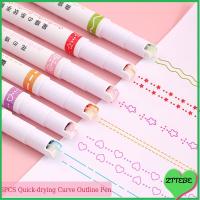 ZTTEBE 6PCS คริสมาสต์ กราฟฟิตี ไฮไลท์เน้นข้อความ เครื่องมือวาดภาพวาด สีสันสดใส เส้นโค้งเส้น รวมแบบบูรณาการ หลายรูปทรง ปากกามาร์กเกอร์ ปากกาเน้นข้อความโค้ง