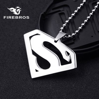 【CW】FIREBROS 20/24" Silver Color High Polish Stainless Steel Super Hero Man Pendant Movie Anime Necklace Men Jewelry Kids Boy Gift