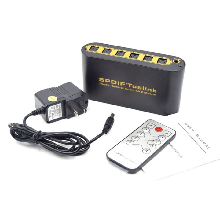 spdif-toslink-digital-optical-audio-4x2-matrix-switcher-4-in-2-out-video-converter-for-dolby-lpcm2-0-dts