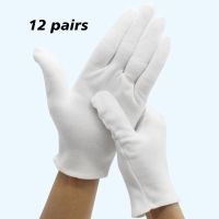 12 Pair White Cotton Gloves Labor Protection Gloves for Jewelry Appreciation Household Cleaning Gardening Etiquette Supplies