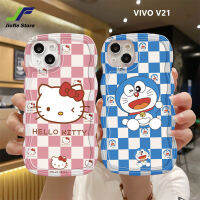 JieFie ใหม่เคสโทรศัพท์รูปการ์ตูนสไตล์ Hellokitty สำหรับ VIVO V21ขอบลอนโดราเอมอนน่ารัก TPU กันกระแทกที่ทันสมัย