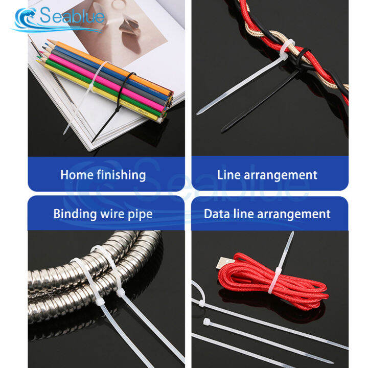 100pcs-10-ซม-15-ซม-20-ซม-ติดตั้ง-self-locking-พลาสติกสายไนลอน-zip-ties-loop-wrap-bundle-ผูกยึดแหวน-wraps-สายคล้อง-yrrey