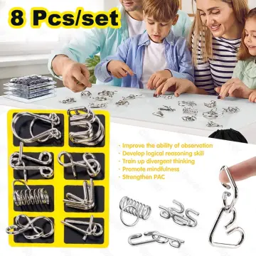 Home-X HOME-X Metal Wire Brain Teasers for Adults and Kids, 4 Disentanglement  Puzzles, Metal Wire Iron Link Unlock Interlock