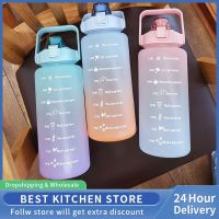 2 Liters Water Bottle Motivational Drinking Bottle Sports Water Bottle With Time Marker Stickers Portable Reusable Plastic Cups