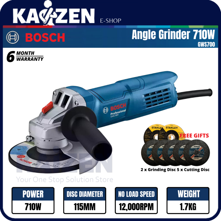 BOSCH GWS700 PROFESIONAL ANGLE GRINDER 710W + FREE GIFT (Replacement ...