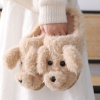 Kasut Perempuan lat Heel Plush Indoor House Slippers Ins Hot Korean Fashion OL Casual Fluffy Home Bedroom Slippers Cartoon Cute Teddy Soft Warm Cotton Slippers Nonslip Silent Slippersins日系網紅毛毛棉鞋 可愛卡通泰迪狗狗防滑半包跟棉女拖鞋冬季保暖室內月子鞋