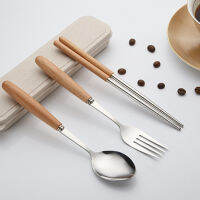 18/8สแตนเลส4ชุดช้อนส้อมแบบพกพา Reusable Flatware รวมตะเกียบช้อนส้อมกับกรณี