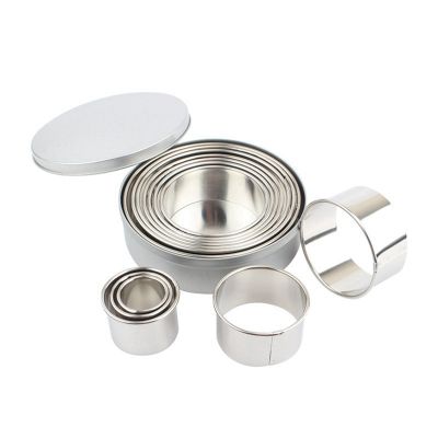 2X Cookie Biscuit Cutter Set, Round Stainless Steel Pastry Rings 24 Pieces with Round Box