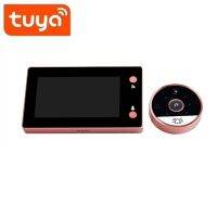 Tuya แอป2MP 4.3นิ้ว1080P 166องศามุมกว้างอินเตอร์คอมกริ่งประตู WIFI กล้องดูประตูมองเห็นที่ประตู