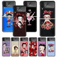 Pink Sexy B-Betty Boop Girls Print Case For Samsung Galaxy Z Flip 3 4 5 5G Black Hard Cell Phone Shell ZFlip3 Flip4 Flip5 Patter