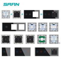 hot！【DT】 SRAN Wall 1/2/3Gang 1/2Way Wifi Parts Glass Panel Frames  Usb wall Socket Only