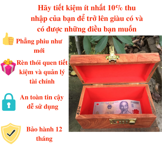 Hộp đựng tiền tiết kiệm có khóa mật khẩu giá rẻ an toàn bí mật bằng gỗ bảo - ảnh sản phẩm 4