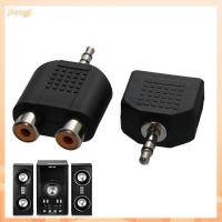 JIANGF 2pcs เครื่องใช้ไฟฟ้า สีดำ โทรทัศน์ Y Splitter 3.5 มม. ถึง 2 RCA ตัวเมีย ตัวผู้ ตัวแปลง อะแดปเตอร์เสียง