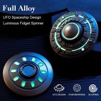 HOT!!!㍿☑ pdh711 UFO Model Spaceship Fidget Spinner Full Metal Finger Hand Spinner Anti Anxiety Stress Relief Autism ADHD Toys Gift for Kids Adults Luminous Night Effects Desk Spinning Top