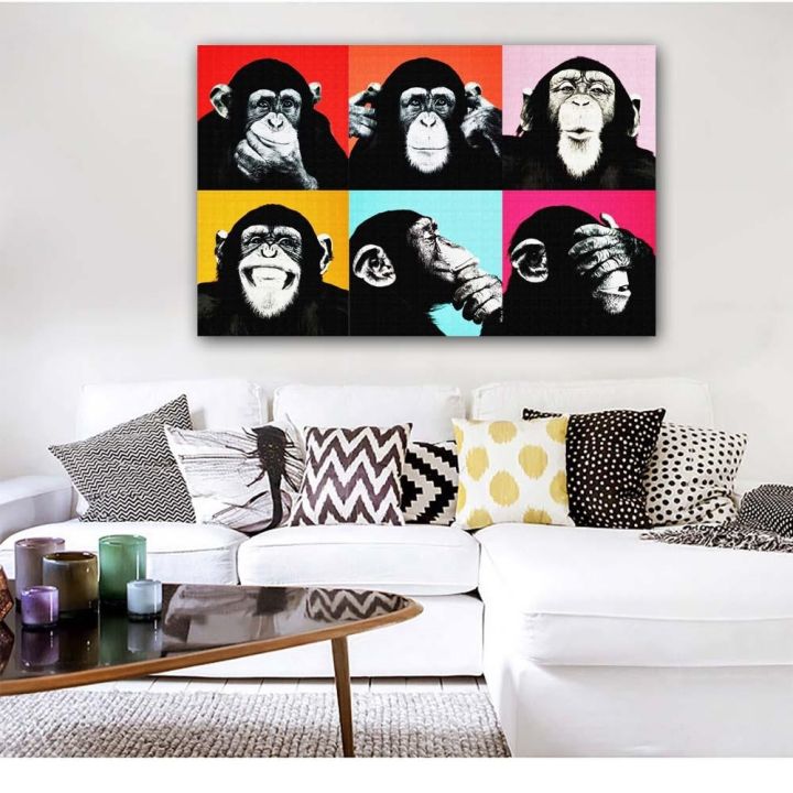 andy-warhol-ลิงที่มีสีสันสัตว์โปสเตอร์พิมพ์ผ้าใบภาพวาดสำหรับห้องนั่งเล่น-wall-art-cuadros-ภาพ-unframed