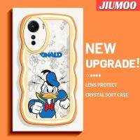 JIUMOO เคสสำหรับ Vivo Y35 Y16 5G Y56 5G เคสโทรศัพท์ลายขอบซิลิโคนเหลวแบบนิ่มเป็ดโดนัลด์กรอบคลุมทั้งหมดเลนส์เคสตัวปกป้องกล้องถ่ายรูปเคสฝาหลังกรอบด้านหลังนุ่ม