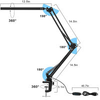 LED Desk Lamp With Clamp 3 Color Modes Architect Modern Swing Arm Desk Light Dimmable Eye-Care Table Light Home Office Table 10W