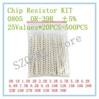 500PCS 0805 SMD Resistor KIT Chip Resistor KIT Assorted kit 0R-39R 0ohm-39ohm 5 25Valuesx20PCS 500PCS Sample kit