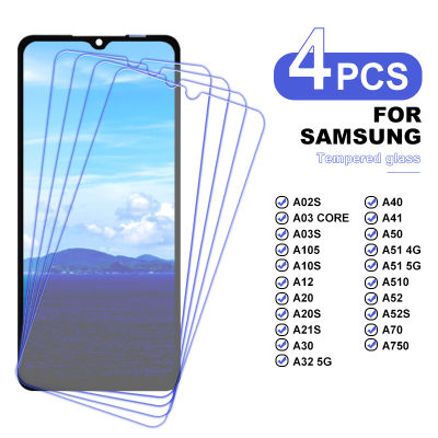 4PCS สำหรับ Samsung Galaxy A02S A03S A10S A105 A12 A70 A30 A32 5G กระจกกันรอยหน้าจอสำหรับ Galaxy A50 A52กระจกนิรภัย