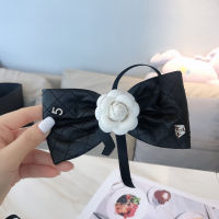 Korea Dongdaemun Women Fashion Hair Accessories New Small Fragrance Leather Big Bow Hair Clip Spring Clip Camellia Hairpin