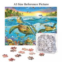 SWIM WITH SEA TURTLES Wooden Jigsaw Puzzle 500 Pieces Educational Toy Painting Art Decor Decompression toys 500pcs