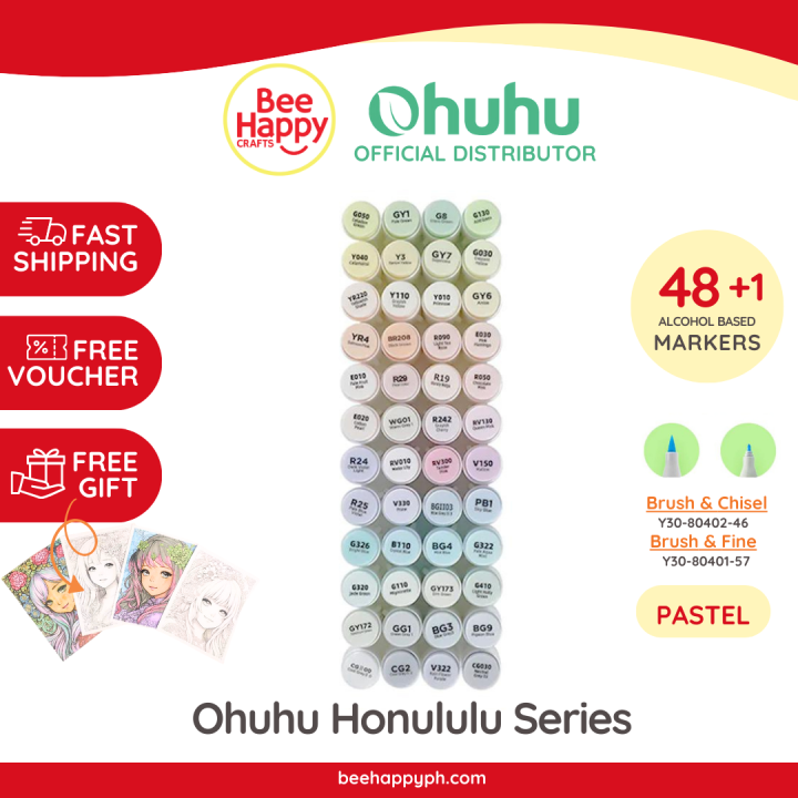 Ohuhu Honolulu 48 Pastel Colors Dual Tips Alcohol Art Markers