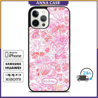 Lilly Pulitzer Pink Phone Case for iPhone 14 Pro Max / iPhone 13 Pro Max / iPhone 12 Pro Max / XS Max / Samsung Galaxy Note 10 Plus / S22 Ultra / S21 Plus Anti-fall Protective Case Cover