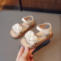 Children Fashion Girls Sandals Casual Weave Breatheable 2023 New Summer Beach Shoes Princess Flats Hook &amp; Loop Chic Kids Korean