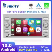 Hikity รถยนต์วิทยุ Android 2 Din สำหรับ Ford Focus 2 Ford ฟิวชั่นมอนดิโอ C-Max Fiesta เครื่องเล่นมัลติมีเดียสเตอริโอ Carplay ระบบนำทาง GPS