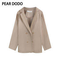 PEAR DODO เสื้อสูทขนาดเล็กเสื้อคาร์ดิเกนแบบหลวมวินเทจเกาหลีสำหรับผู้หญิง