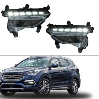 ไฟขับขี่กลางวันส่องสว่างตอนกลางวัน LED สัญญาณไฟเลี้ยวสองสีสำหรับ Hyundai IX45 2017 - 2018