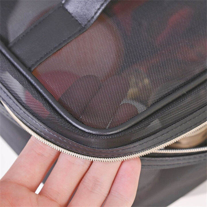 2022-new-storage-beauty-case-black-travel-makeup-cosmetic-organizer-wash-bag-simple-mesh-women