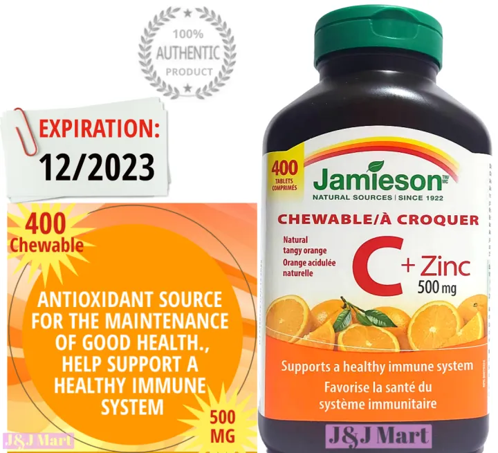Jamieson Vitamin C + Zinc 500mg (Natural Tangy Orange) 200 or 400