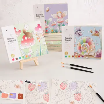 1pc Creative Watercolor Coloring Book Comes with Pigments for Kids