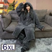 Winter Womens Warm Dressing Gowns Warm Suit Adult Female Costumes Fleece Bathrobe 6XL Kimono Long Winter Coats For Home