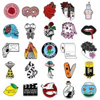 【DT】hot！ 30Style Brooches Hand bone Alien Lips Lemon Experimental Bottle Broche Enamel Pin Badge Wholesale