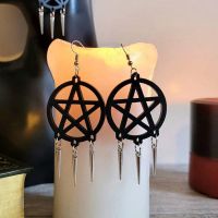 【YF】 Dark Goth Drop Brincos Pentagrama Preto Tassel Dangle Brinco Para As Mulheres New Gothic Jewelry Acessórios Presente