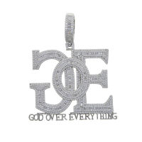 Big Heavy Hip Hop Rock Punk Pendant Necklace For Men Full Iced Out Bling 5A Baguette Zirconia God Over Everything Pendant