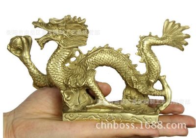 Fast delivery ผู้ผลิตบริสุทธิ์ทองแดงมังกรตกแต่งทองแดง Han Dragon ของตกแต่งฮวงจุ้ย Home Study Office Zodiac ทองแดง Dragon 50ซม.พระพุทธรูป