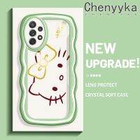 Chenyyka เคสปลอกสำหรับ Samsung กาแลคซี A72 4G A72 5G A73 5G ลายแมวน่ารักลายการ์ตูนขอบคลื่นนุ่มเคสมือถือกันกระแทกแบบใสสร้างสรรค์เคสโปร่งใสลายกล้องถ่ายรูปซิลิกาเจลป้องกัน