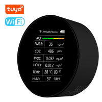 Tuya WiFi Multifunctional Air Quality Detector 7 In 1 PM2.5 TVOC CO2 HCHO Temperature Humidity AQI Detector Home Desk Office Car Indoor Air Quality Monitor