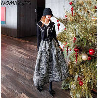 Nomikuma Korea Jacquard Patchwork Woman Skirts 2022 Spring New Bottoms Fashion High Waist Causal A-line Skirt Faldas Mujer Moda