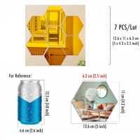 สติกเกอร์กระจกหกเหลี่ยมสะท้อนแสงสีดำกาวติดตกแต่งอะคริลิคสีทองการตกแต่งบ้านห้องสวยงามผนังห้องอาบน้ำแผงแต่งหน้า