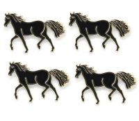 Lots 5pcs Black Horse Enamel Lapel / Hat / Tie Pin Badge Animal Brooch - Brand New Fans Gifts Jewelry 3 X 2 CM