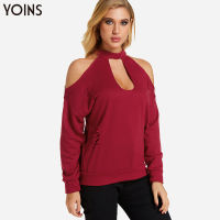 [ขายล้างสต๊อกราคาถูก] Celmia YOINS เสื้อลำลองเสื้อยืดหลวมตัดแบบมีสไตล์เสื้อสตรีแขนยาวเสื้อโชว์ไหล่ผู้หญิง #20