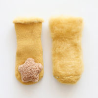 【cw】 Baby Socks Autumn and Winter Fleece-Lined Thickened Babys Socks Doll Terry Non-Slip Newborn Room Socks baby socks ！