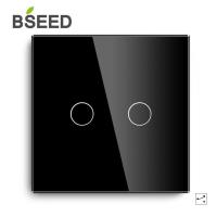 Bseed สวิตช์หน้าจอสัมผัสผนัง1/2/3Gang สวิตช์ไฟเซนเซอร์ Led หน้าจอโทรศัพท์ระดับ2way แสงไฟสีดำมาตรฐานสหภาพยุโรป