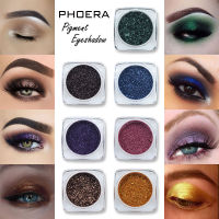 PHOERA 12สี กลิตเตอร์ อายแชโดว์ กันน้ำ กันเหงื่อ ติดทนนาน ธรรมชาติ อายแชโดว์